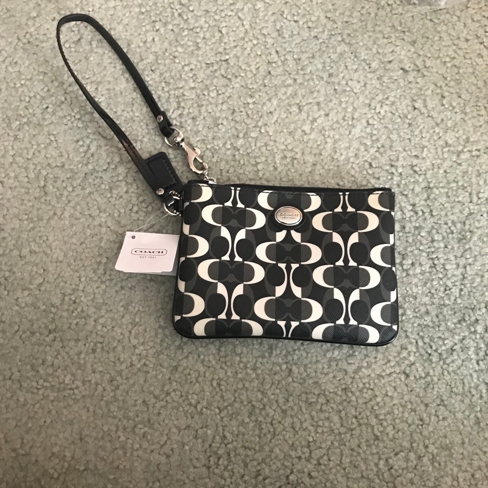 Coach Black and White Wristlet